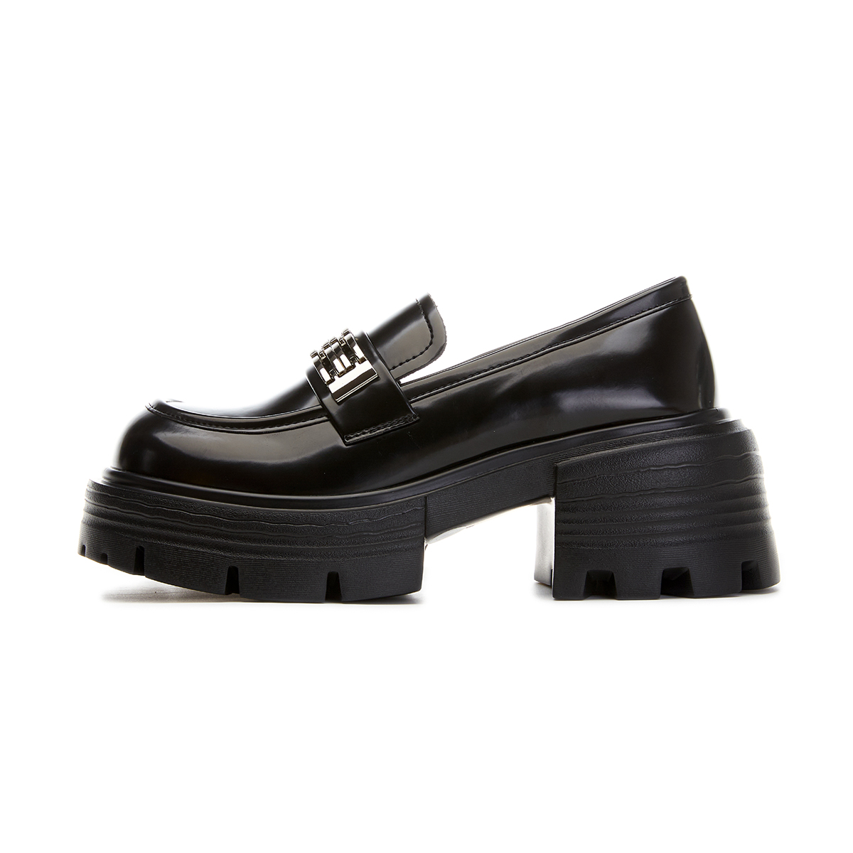 Лоферы на высоком каблуке женские 2025 AQUASCUTUM, Black