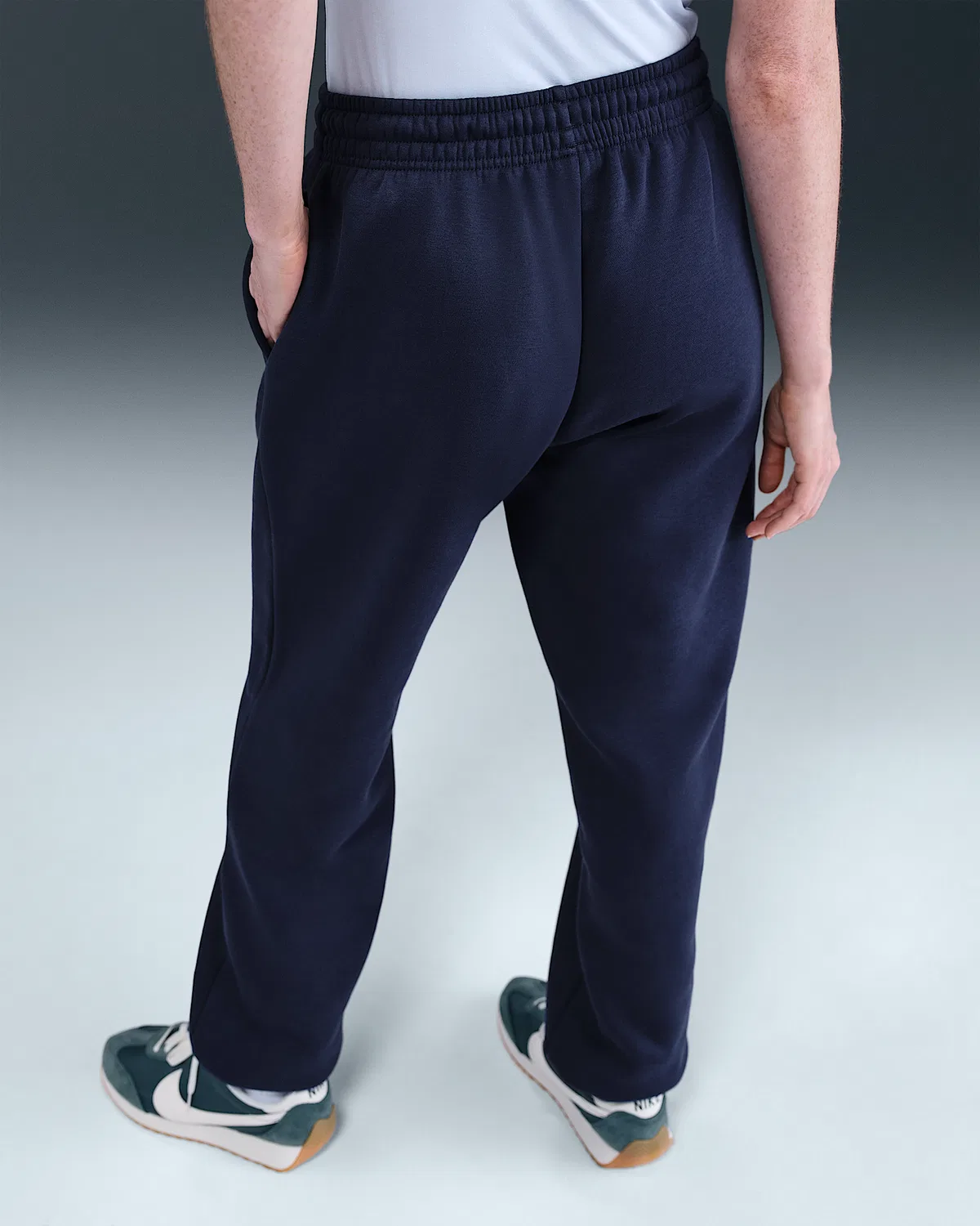 Женские свободные спортивные штаны с завышенной талией Nike Sportswear Phoenix Fleece, Midnight Navy/Sail — фото 3