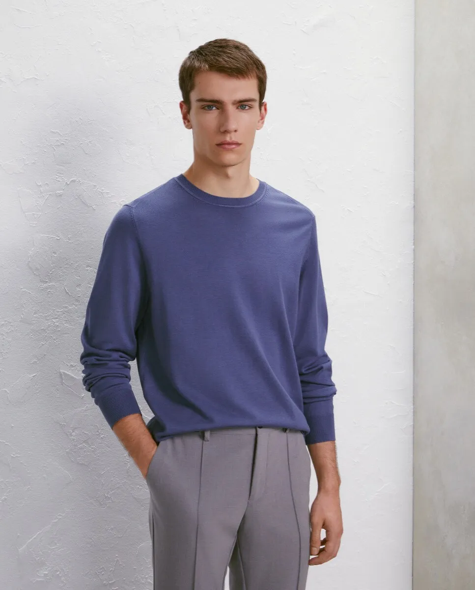 

Мужской свитер однотонной вязки Easy Wear, синий