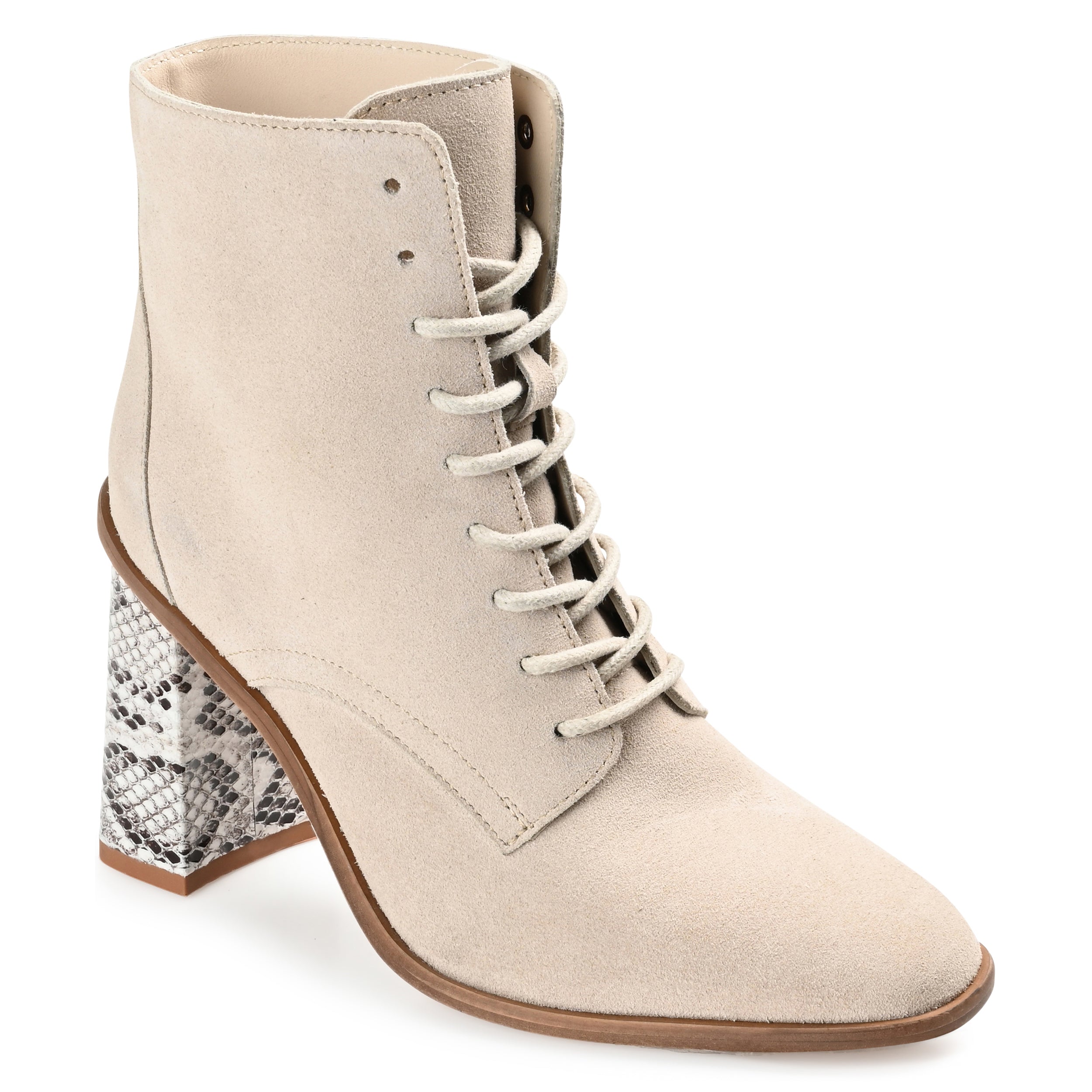 Женские армейские ботинки Journee Signature из натуральной кожи Edda Almond Toe Block Heel, цвет sand