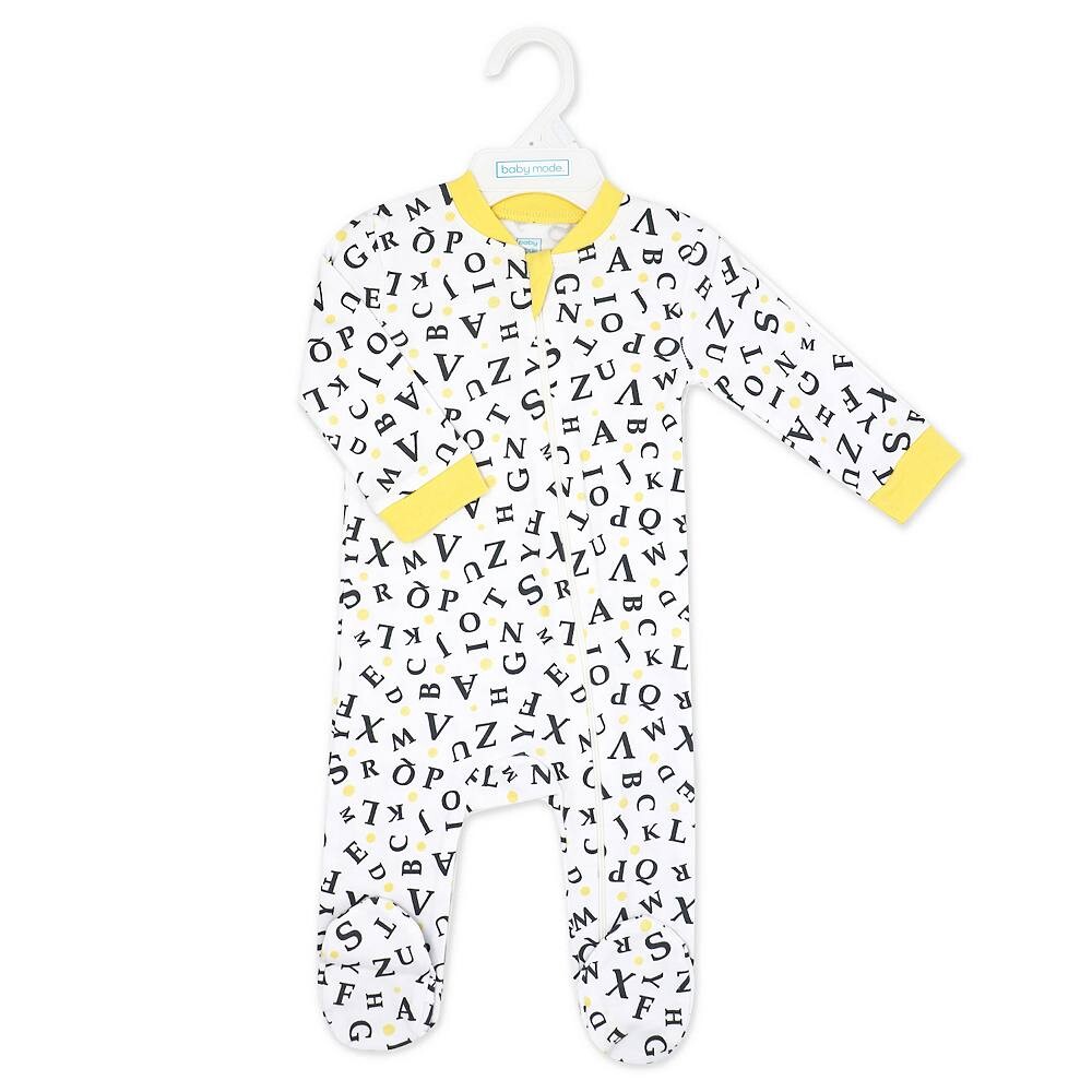 Футболка Abcs на молнии из 100% хлопка для мальчиков и девочек Baby Mode, желтый — фото 2