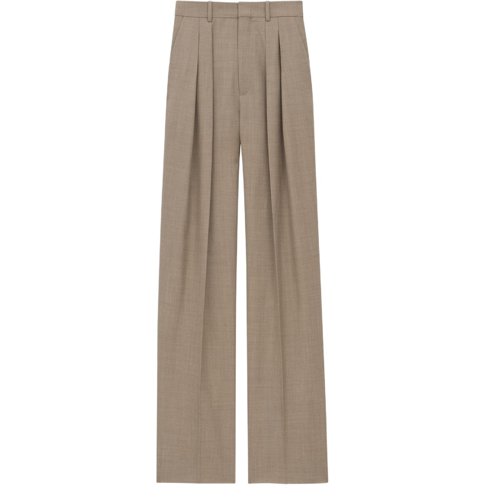 

Брюки с высокой талией и широкими штанинами SAINT LAURENT, серо-коричневый