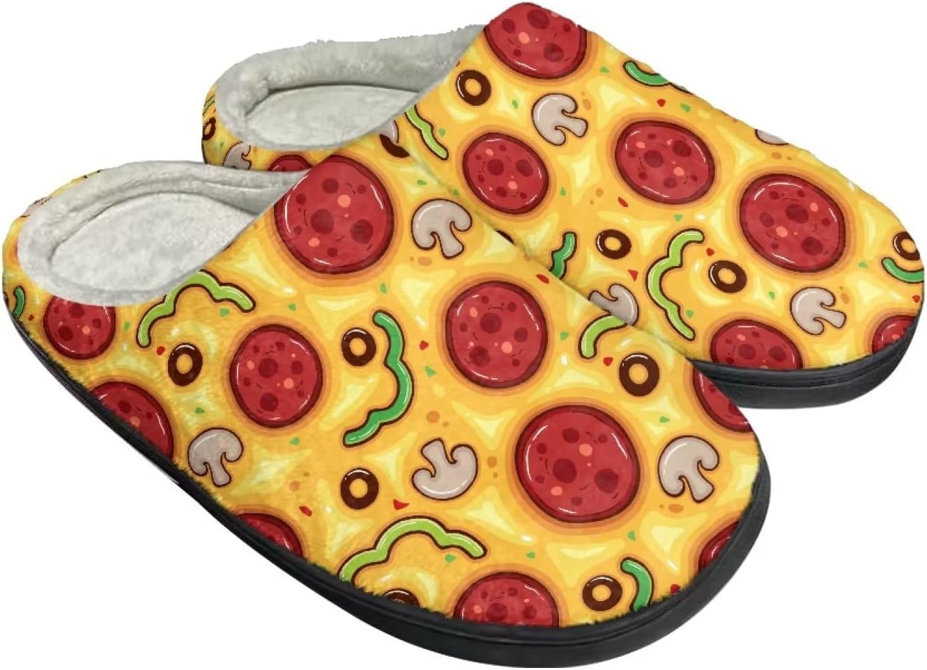 

Унисекс тапочки Howilath из фланели, модные домашние тапочки с теплым и дышащим флисом, размеры-2XL, Cartoon Pizza