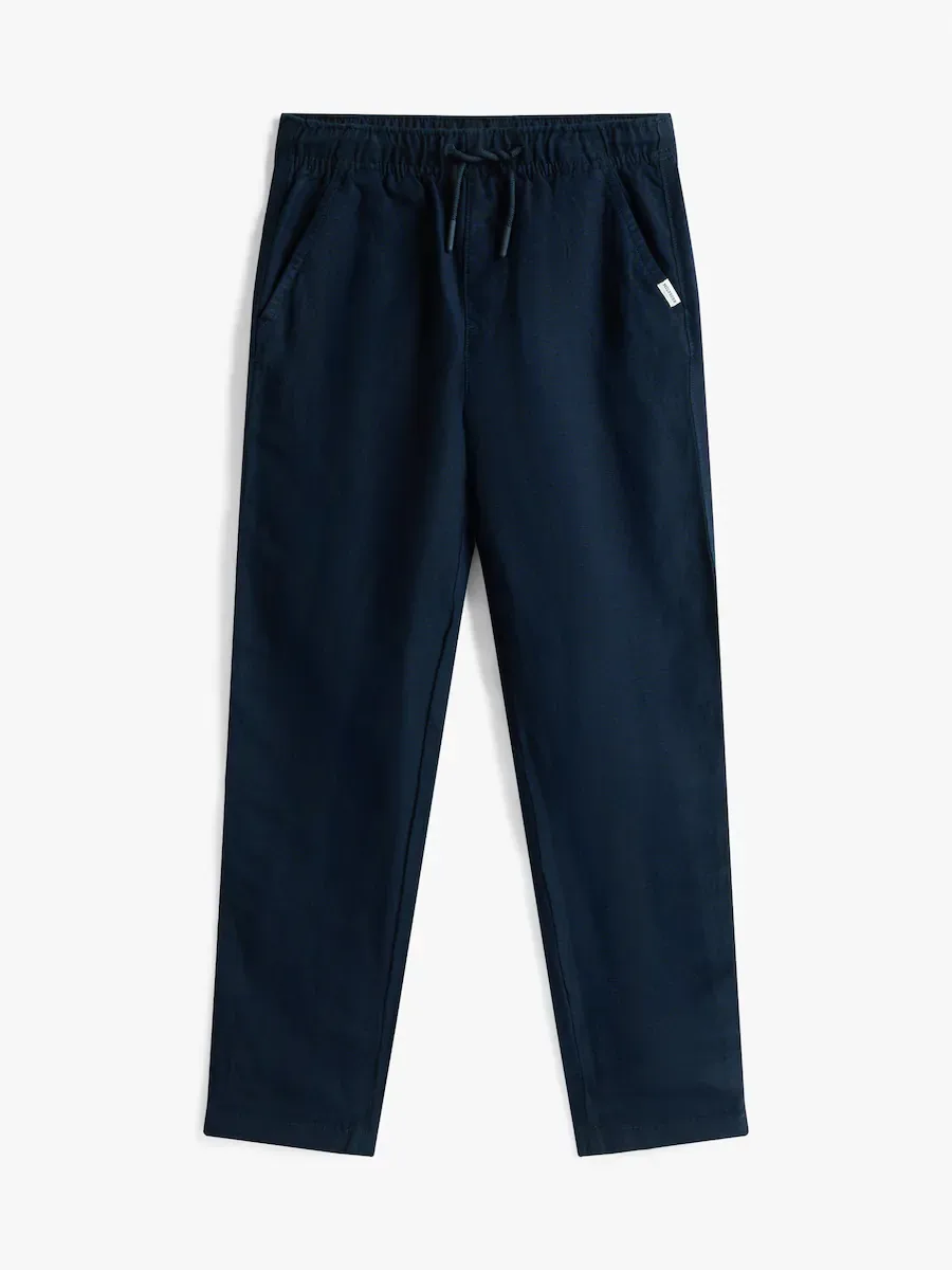 Детские длинные брюки из смеси льна и вискозы Tommy Hilfiger, синий — фото 3
