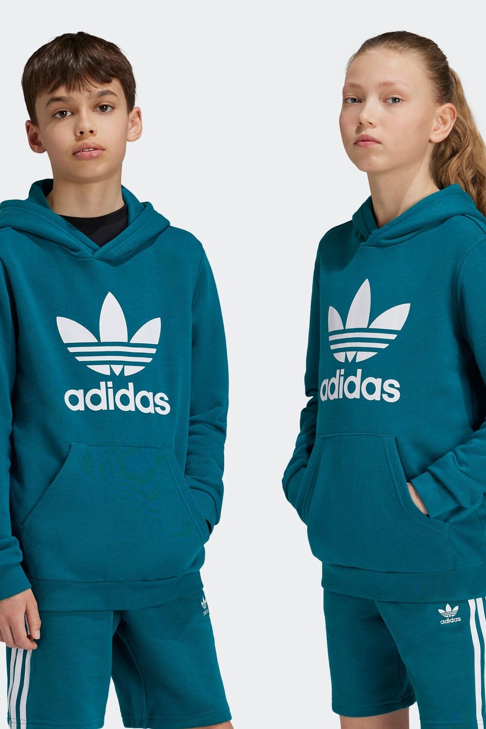 

Детская оригинальная толстовка с капюшоном и трилистником Adidas, зеленый