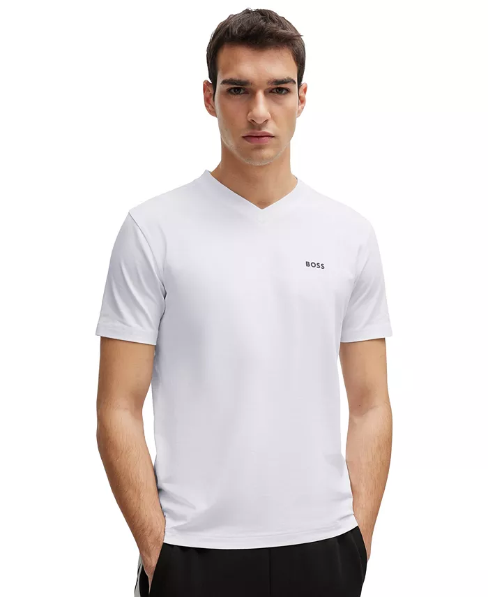 

Мужская футболка с контрастным логотипом Regular-Fit Hugo Boss, белый