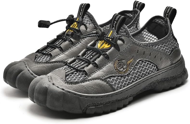 

Мужские сандалии для вождения AQIXIDX, походные спортивные пляжные туфли с закрытым носком, дышащие водные сандалии, летние прогулочные ботинки, серый