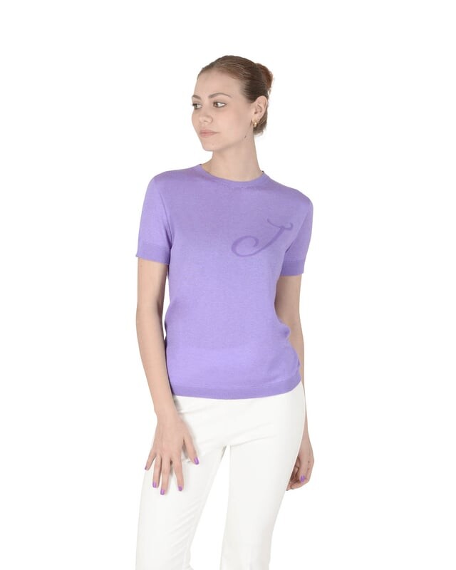 

Короткий рукав арт 003 s буква j Crown Of Edinburgh Cashmere, фиолетовый