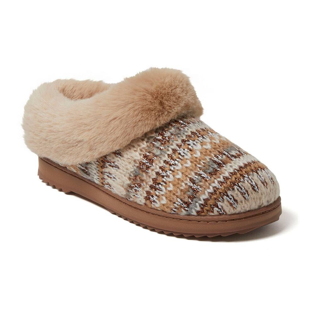 

Женские вязаные тапочки Dearfoams Hannah Festive Clog, цвет Latte