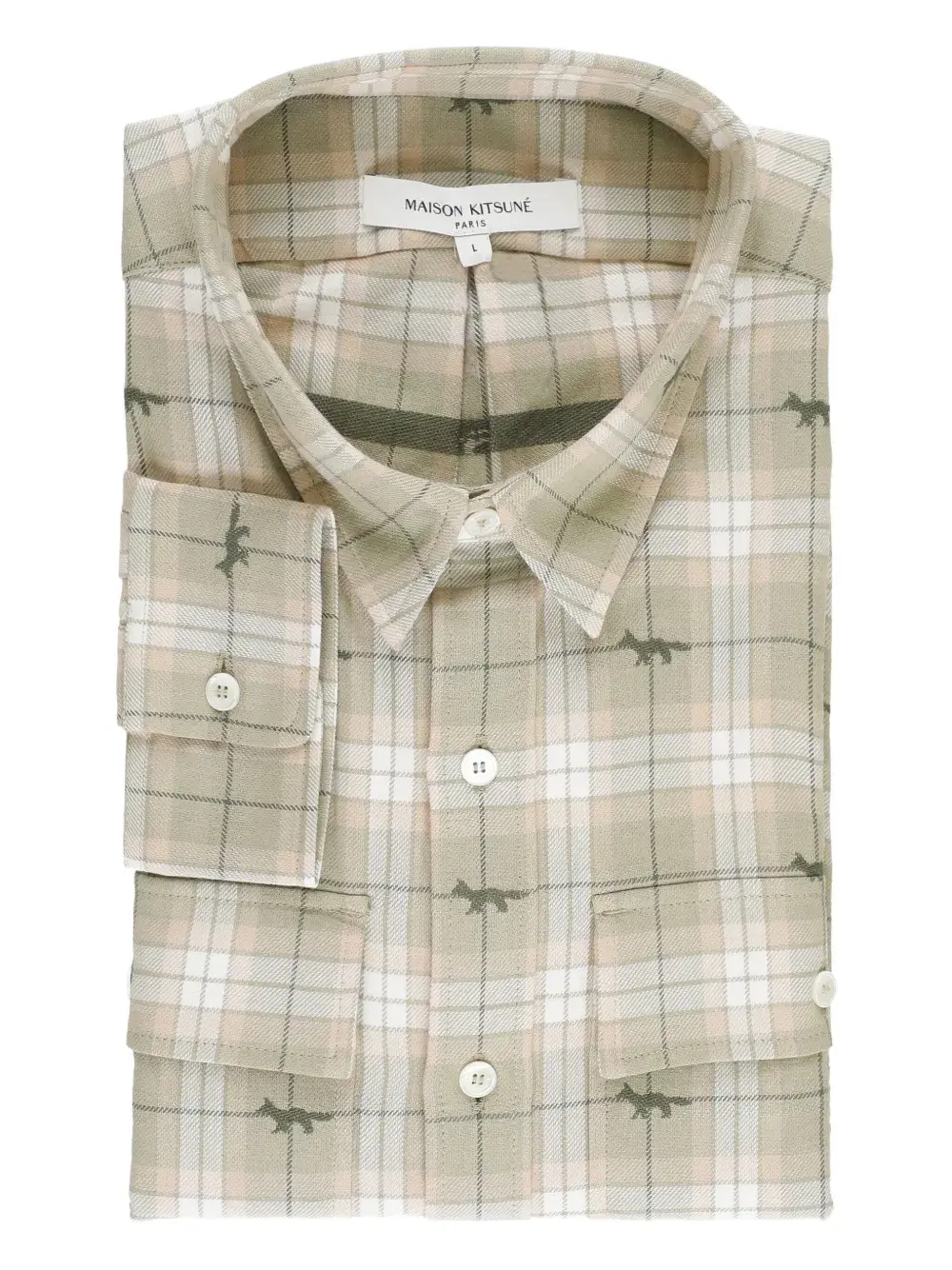 

Клетчатая рубашка с принтом Maison Kitsuné, нейтральный