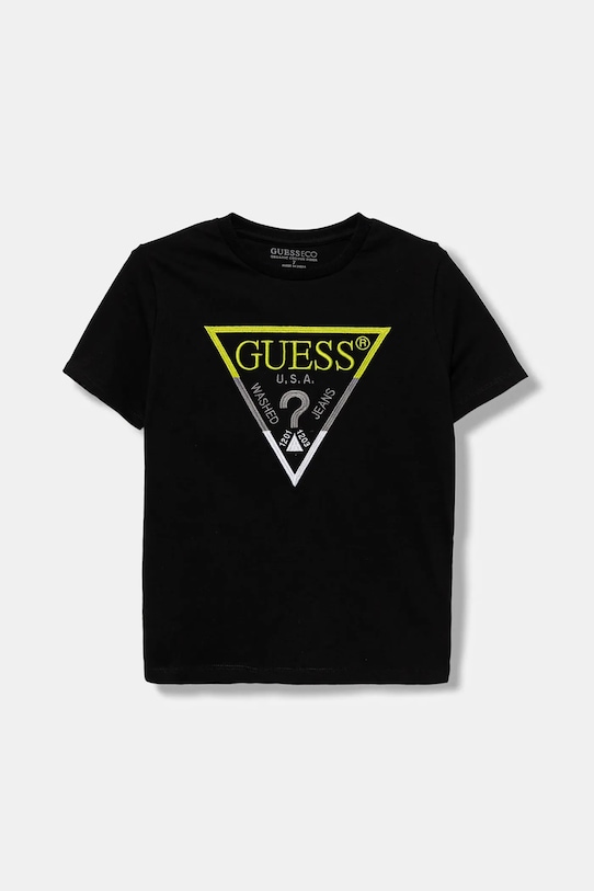 

Детская хлопковая футболка Guess, черный