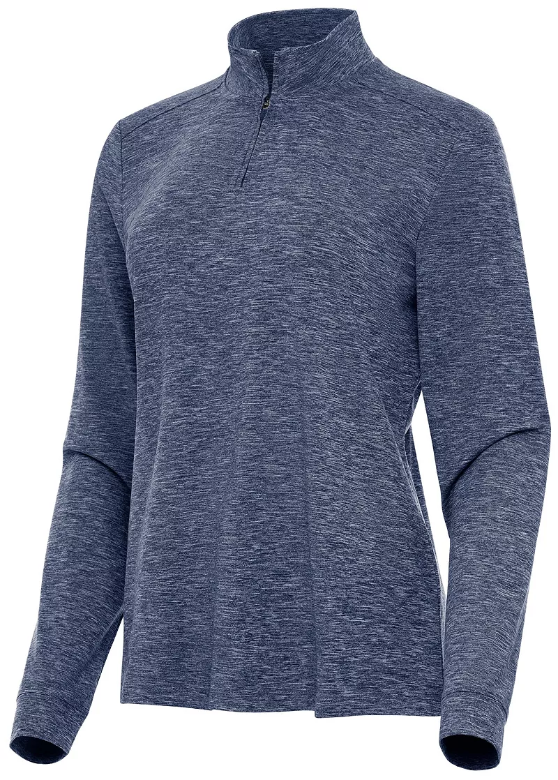 

Женская футболка для гольфа Antigua Mentor с длинным рукавом, молния 1/4, цвет Navy Heather