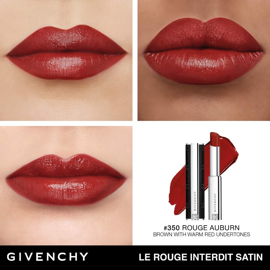 Le Rouge Interdit Атласная увлажняющая губная помада Givenchy, 0.11 oz /3.2 g, 350 Rouge Auburn — фото 3