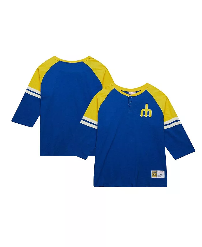 

Мужская футболка Seattle Mariners Cooperstown Collection Legendary Raglan Slub Henley с рукавом 3/4 Mitchell & Ness