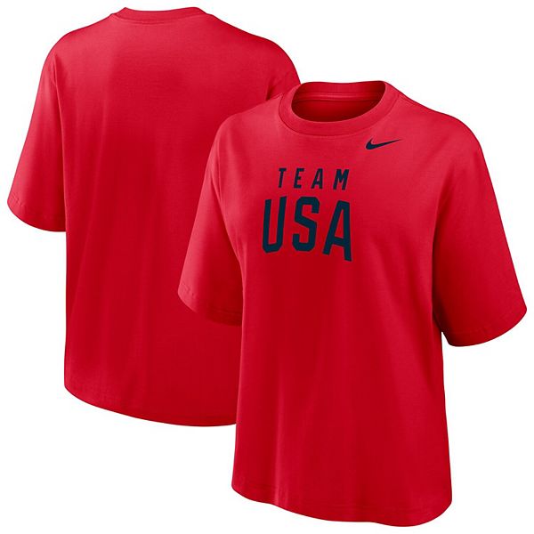 

Женская красная футболка team usa boxy Nike, Красный, Женская красная футболка team usa boxy Nike