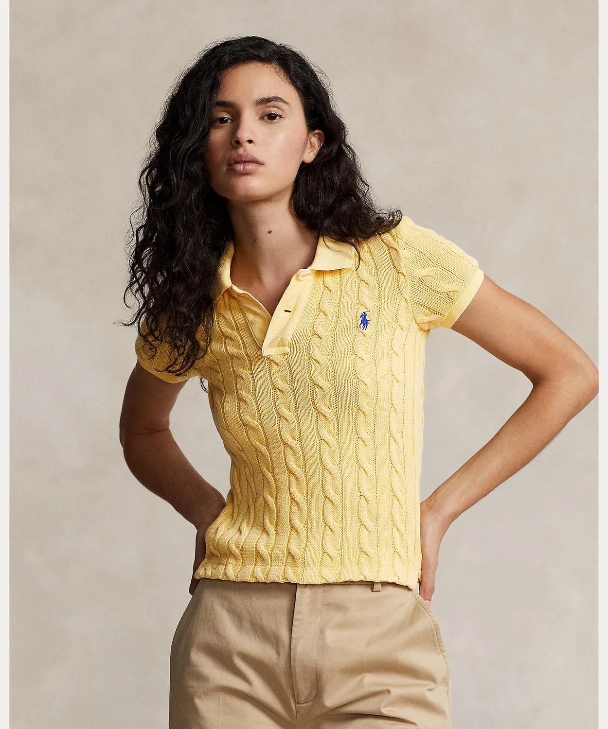 Никнейм-свитер поло Ralph Lauren из хлопка, желтый