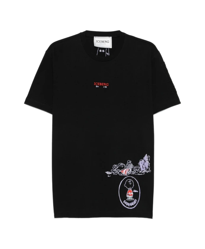 

Черная хлопковая футболка с круглым вырезом Iceberg, черный