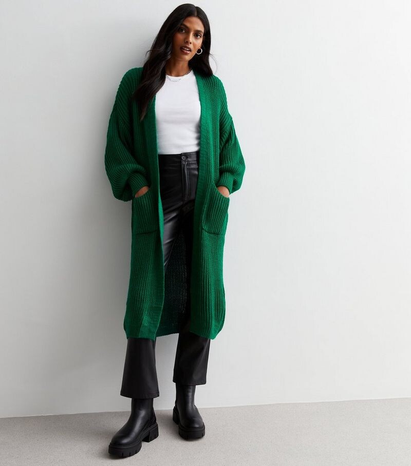 

Gini London Зеленый длинный кардиган массивной вязки Gini London, зеленый
