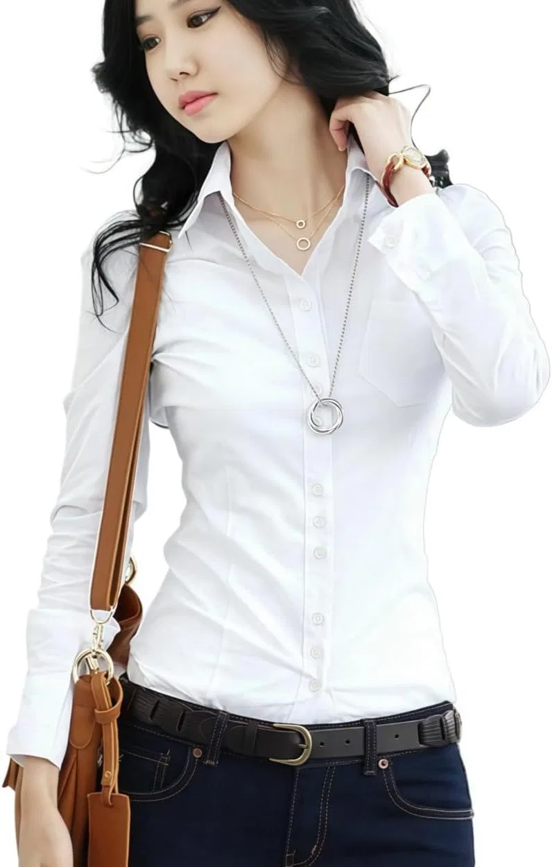 Блуза классическая с длинным рукавом Button Down, белый