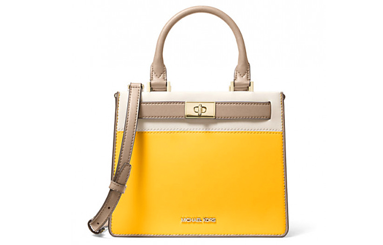 

MICHAEL KORS Сумка-тоут Tatiana из искусственной кожи, через плечо, среднего размера, женская, желто-белая