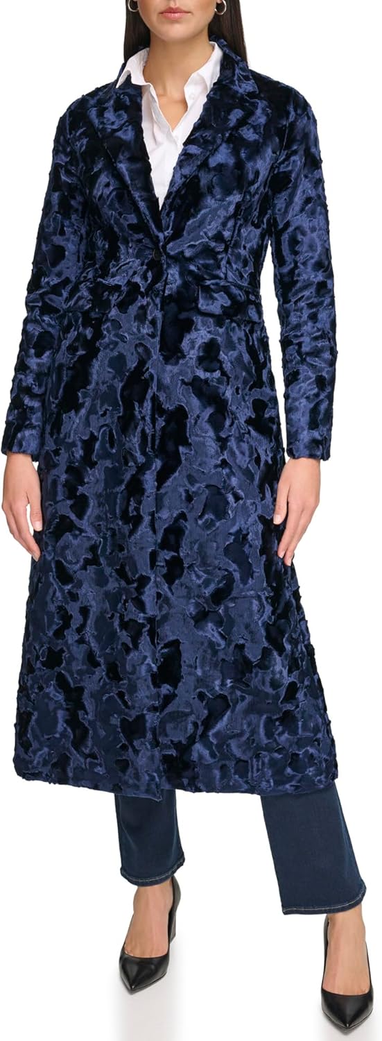 Женское пальто Calvin Klein из искусственного меха, темно-синий — фото 2