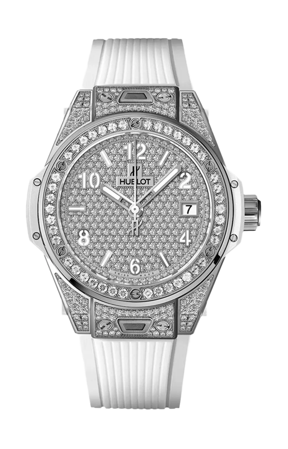 

Часы one click steel white full pave' Hublot