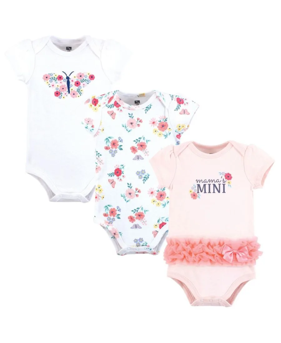 Комплект из 3 мягких хлопковых боди на каждый день Hudson Baby, Butterfly Floral Tutu