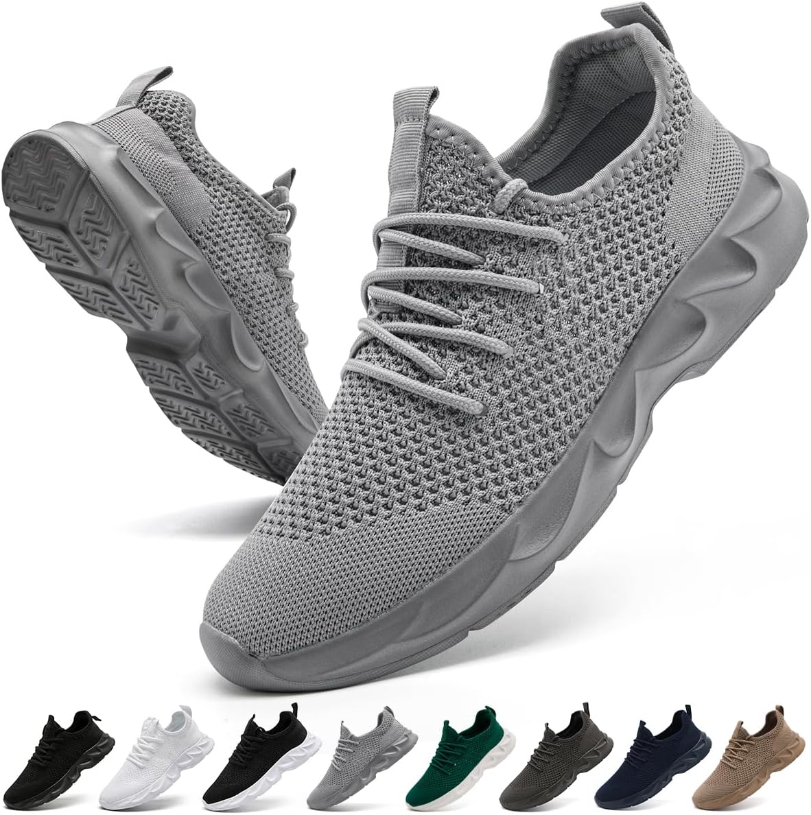 

Мужские легкие теннисные и спортивные кроссовки с дышащей сеткой, противоскользящие, для работы и ходьбы, удобные для спорта Xkowuo, серый
