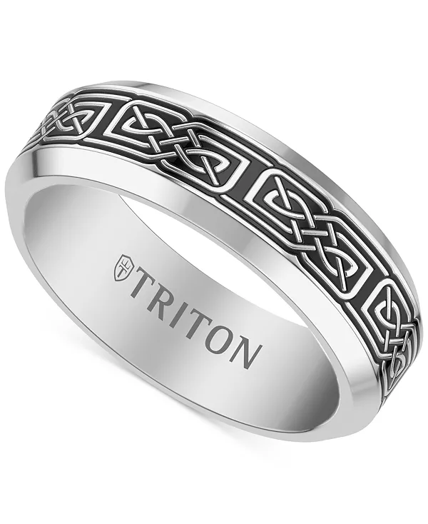

Мужская браслет-браслет с кельтским узором из серого и черного вольфрама Triton, grey