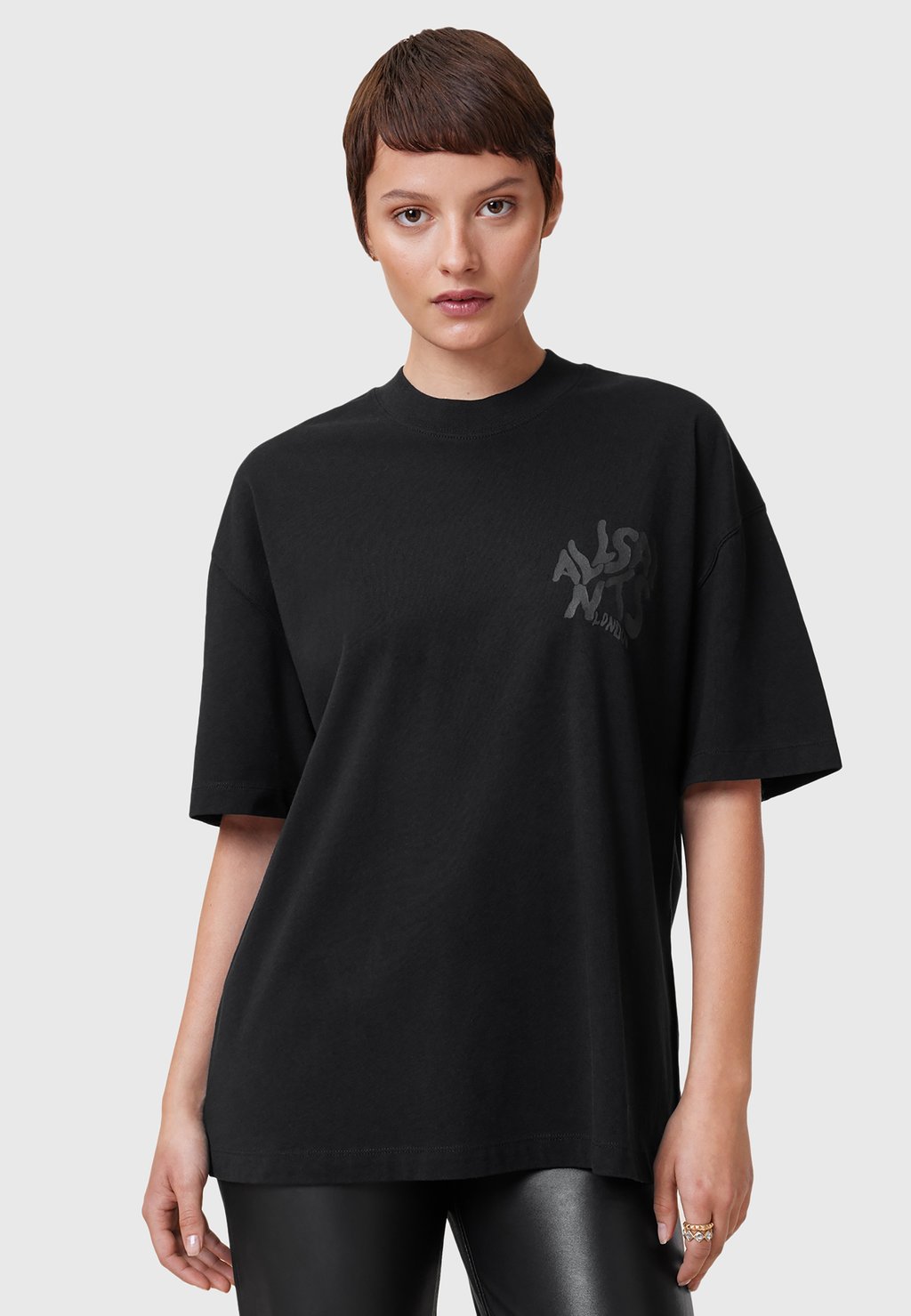 

Футболка с принтом CREW AllSaints, черный