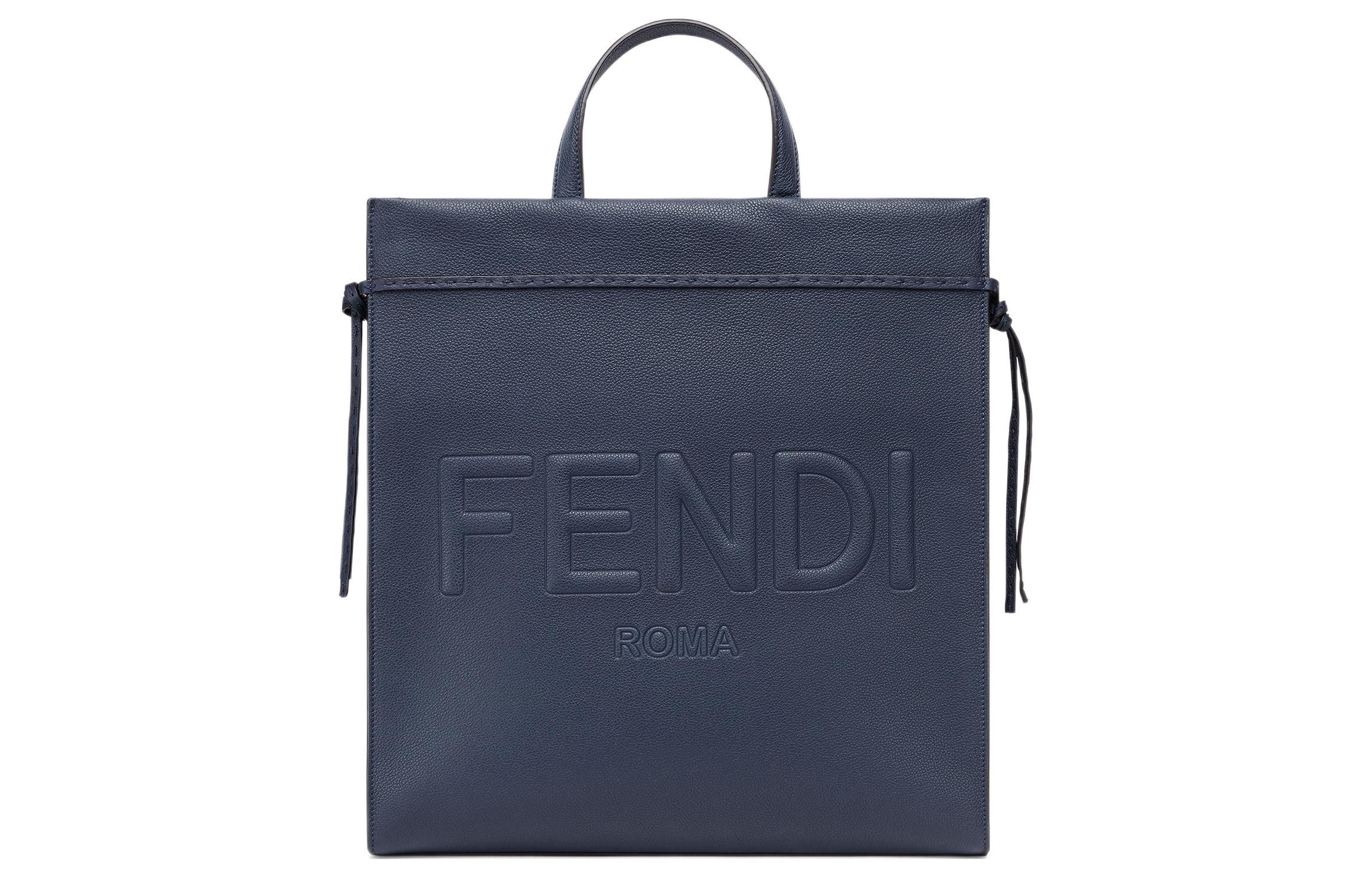 

FENDI Кожаная наплечная сумка через плечо среднего размера мужская тёмно-синяя