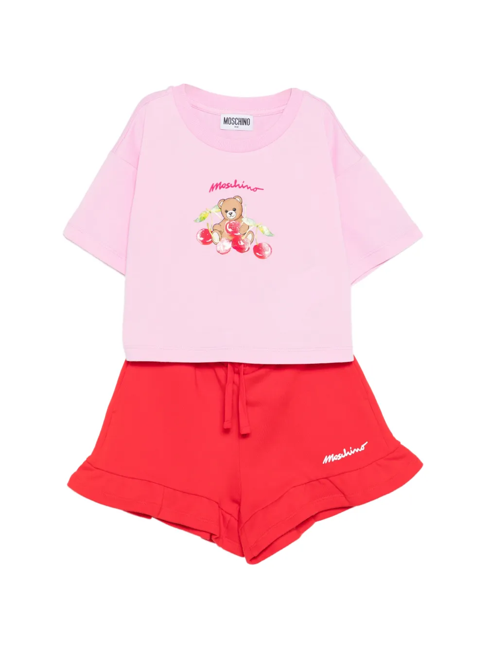 

Комплект с принтом (шорты и верх) Moschino Kids, розовый