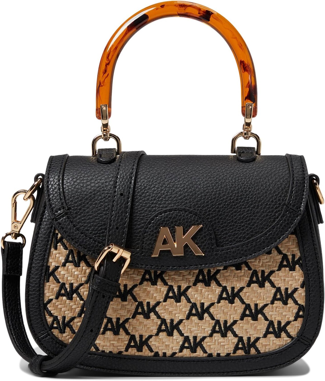 

Сумка Anne Klein AK Embroidered Straw Flap Satchel, цвет Black/Natural/Black, Черный, Сумка Anne Klein AK Embroidered Straw Flap Satchel, цвет Black/Natural/Black
