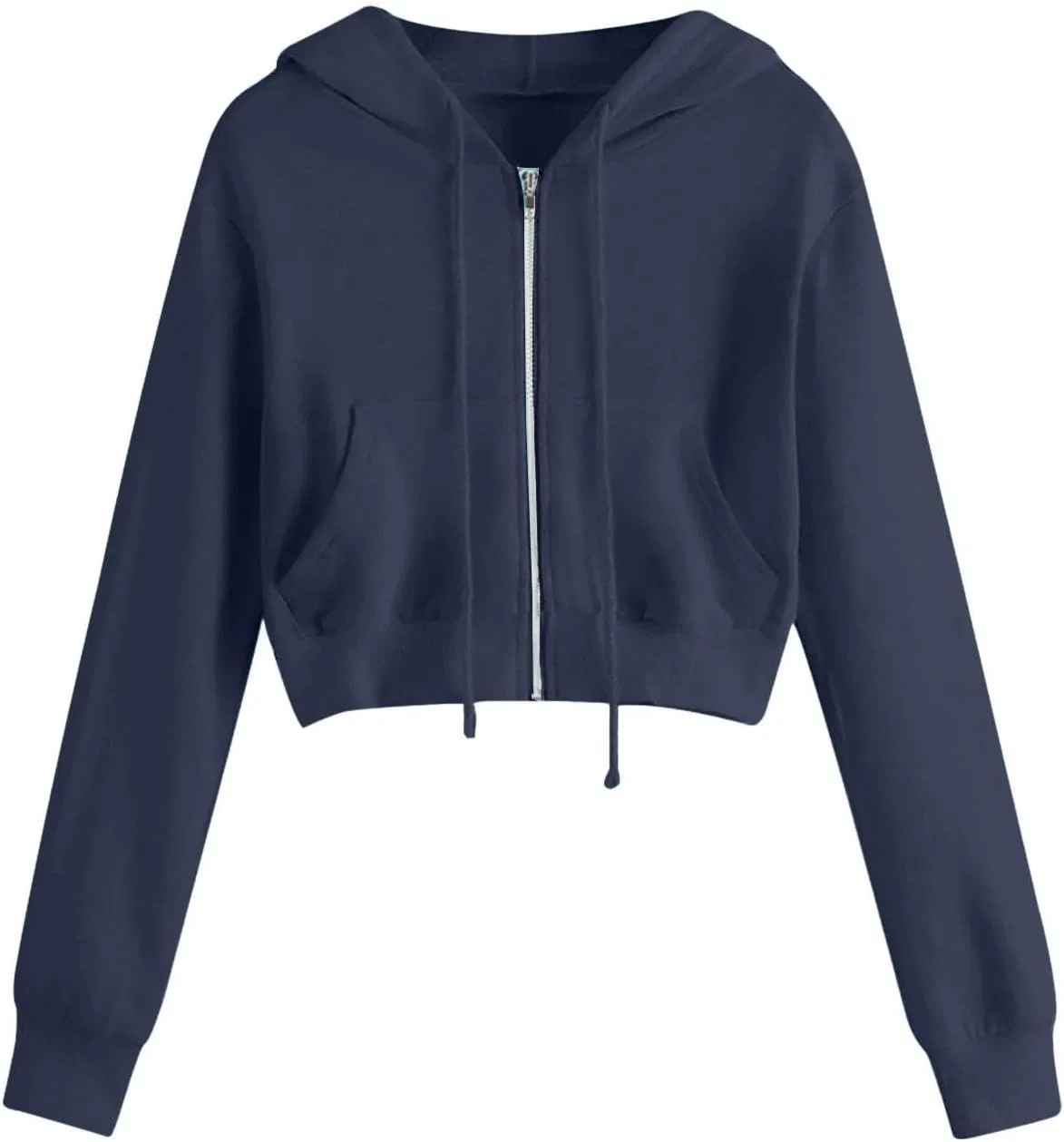 Женская толстовка на молнии, капюшон, карманы, C05 Navy
