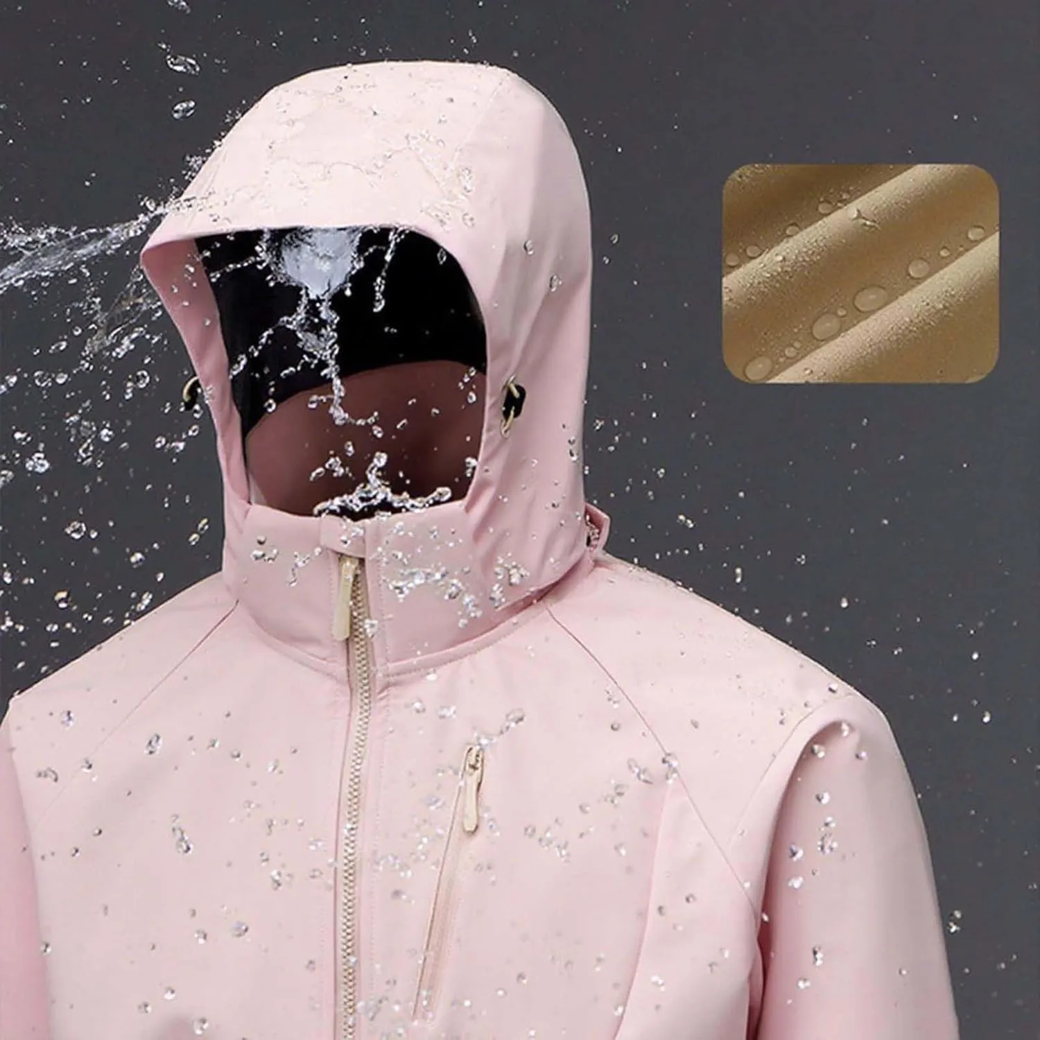 Куртка мужская утепленная для походов и кемпинга, ветровка, дождевик Unisex Waterproof для велоспорта и активного отдыха generic, розовый — фото 4