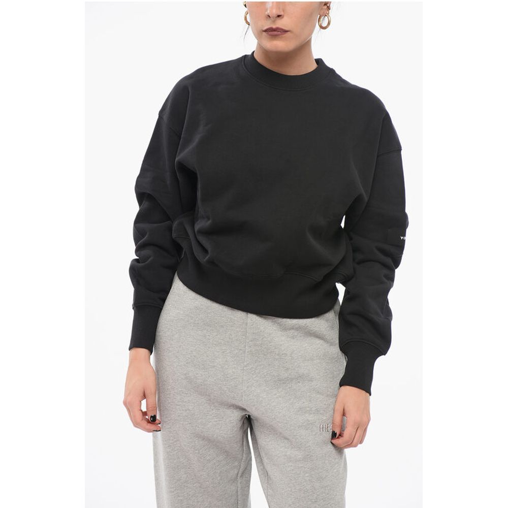 

Однотонная хлопковая толстовка с круглым вырезом Y-3, Black
