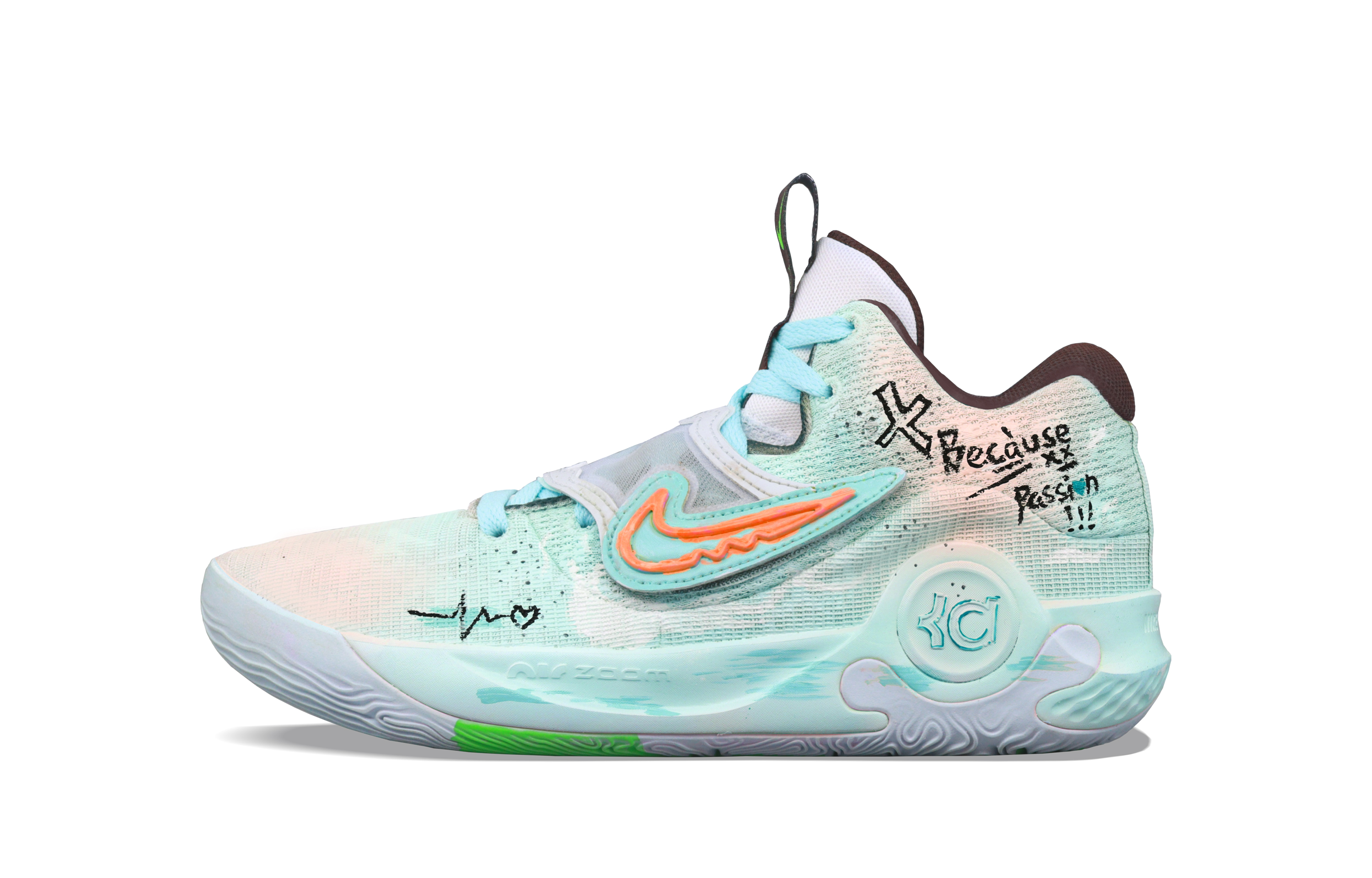 

Nike Баскетбольные кроссовки KD Trey 5 X Ocean Warrior с низким верхом, устойчивые к истиранию и амортизации, мужские, светло-голубые