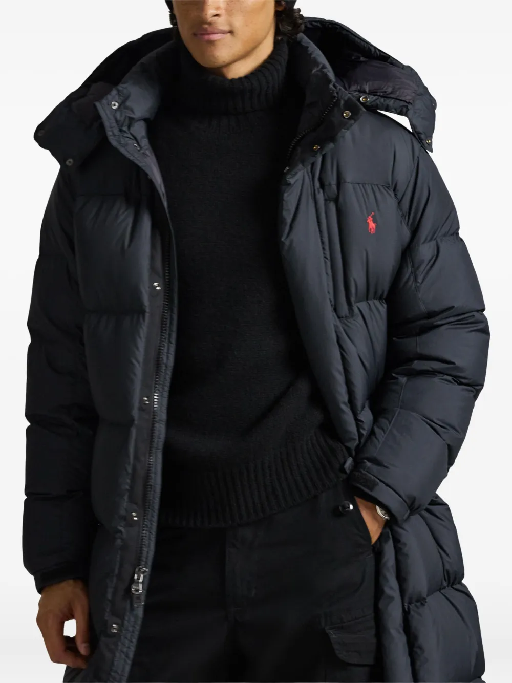 Утеплённая бомбер-куртка с капюшоном Polo Ralph Lauren, черный — фото 4