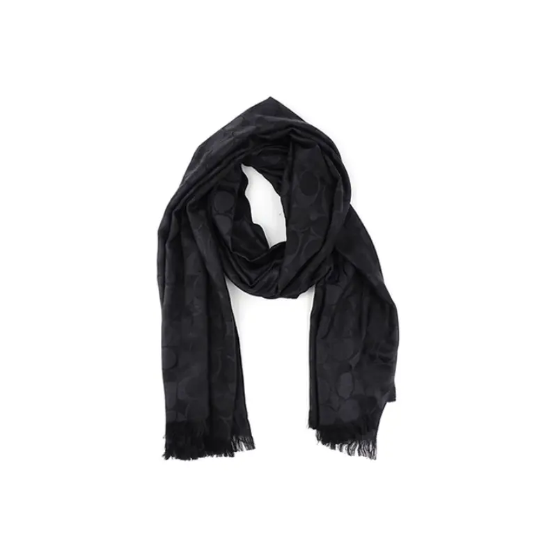 

COACH Шерстяной шелковый вязаный шарф женский черный, Black
