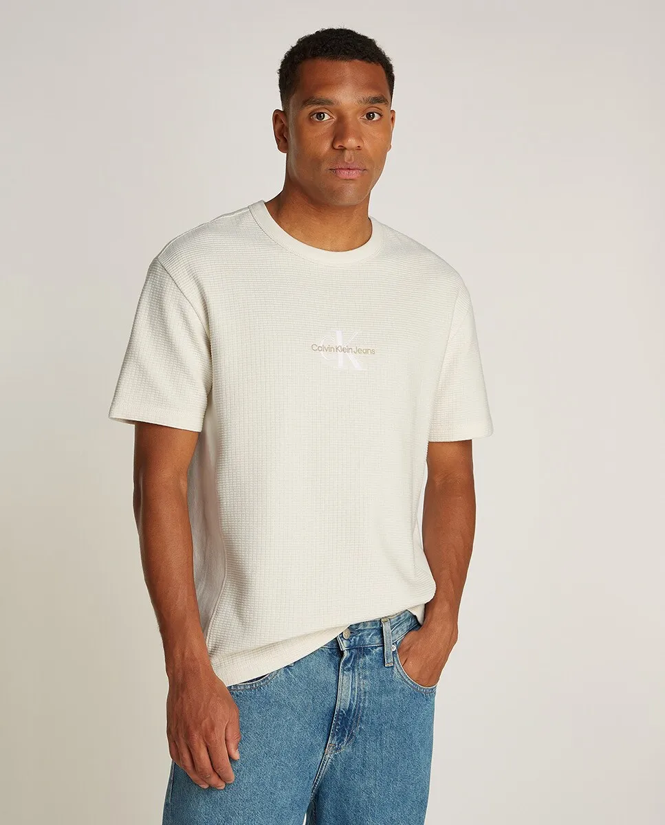 

Текстурированная мужская рубашка свободного кроя Calvin Klein Jeans, бежевый