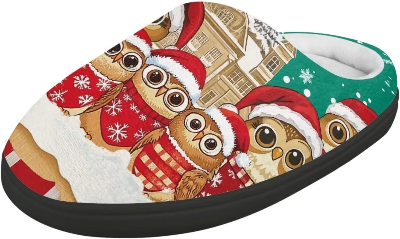 

POLERO Милые тапочки для детей, девочек, зимние теплые домашние тапочки, детские тапочки для мальчиков, Xmas Owl
