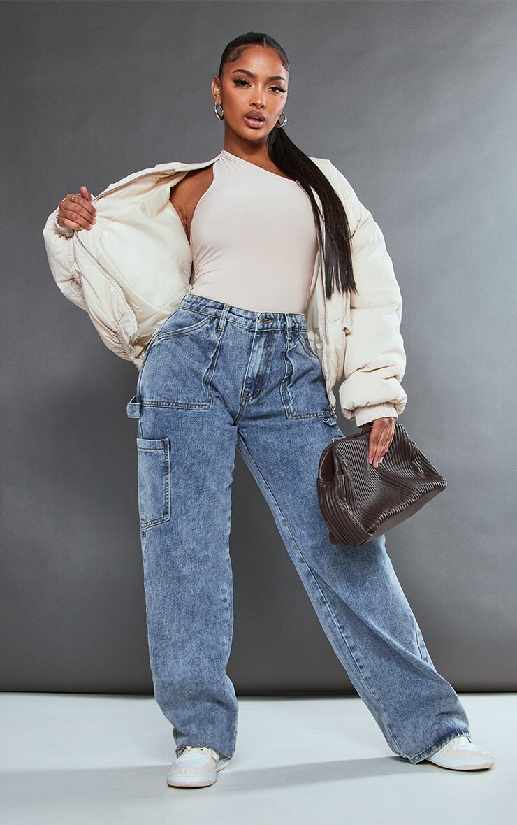 

PrettyLittleThing Джинсы с широкими штанинами и карманами-карго Shape Vintage Wash