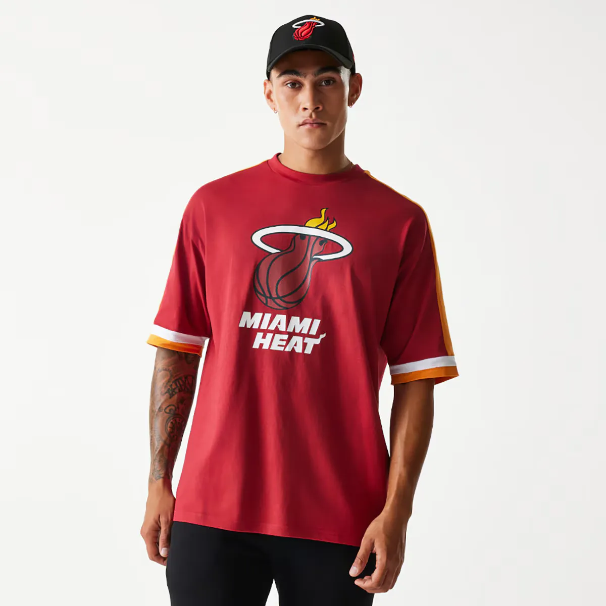 

Футболка большого размера Miami Heat Nba Panel New Era, темно-красный