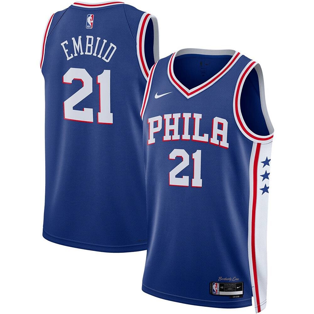 Джерси унисекс Nike Joel Embiid Royal Philadelphia 76ers 2022/23 Swingman — Icon Edition, синий — фото 2