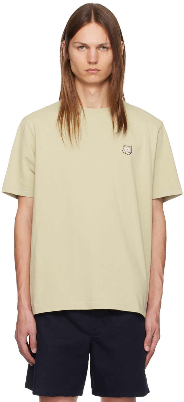 

Футболка бежевая с нашивкой в виде головы лисы Comfort Maison Kitsune, Ash tree