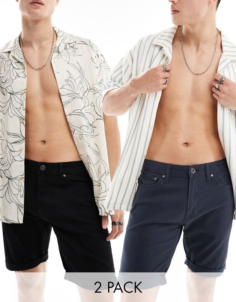 

Jack & Jones Intelligence — комплект из 2 черно-синих шорт с 5 карманами