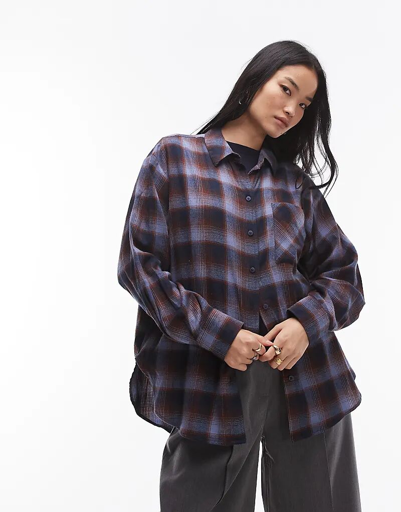 

Рубашка в сине-коричневую клетку Topshop