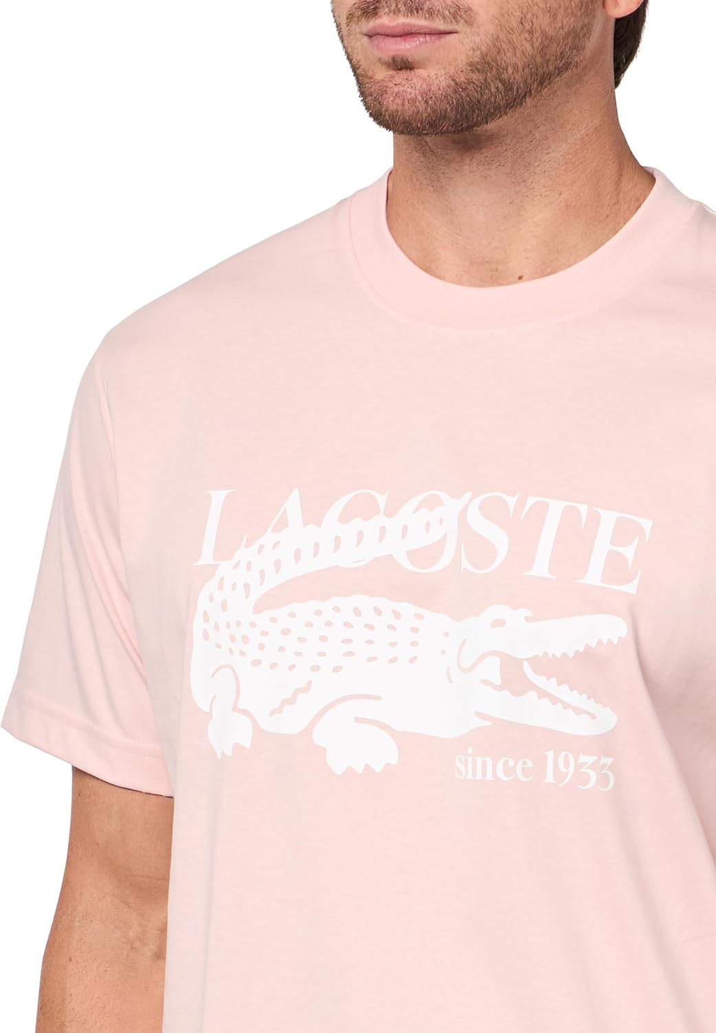 Мужская футболка Lacoste Classic Fit с круглым вырезом и коротким рукавом, фирменная, Nidus — фото 3