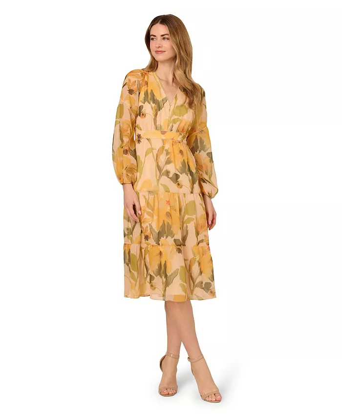 

Женское платье миди из органзы с принтом Adrianna Papell