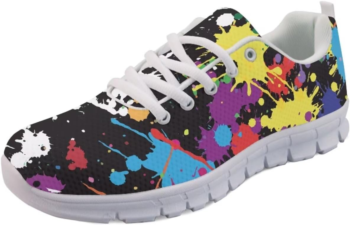 

Мужские кроссовки Forchrinse для бега, прогулочные, на шнуровке, повседневные, с нескользящей сетчатой подошвой для мужчин и женщин, Paint Splash